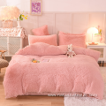 4-pcs solid plush shaggy fur comforter bedding sets